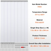 VEVOR-nauhaverho PVC-oviverho 48" x 96" Jääkaappipakastimen kirkas muovi