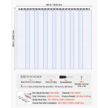 VEVOR Strip Curtain PVC Door Curtain 121.9 cm x 243.8 cm Cooler Freezer Clear Plastic