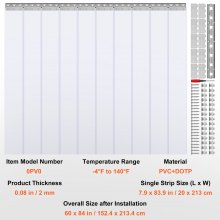 VEVOR-nauhaverho PVC-oviverho 60" x 84" Jääkaappipakastimen kirkas muovi