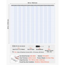 VEVOR Strip Curtain PVC Door Curtain 152.4 cm x 213.4 cm Cooler Freezer Clear Plastic
