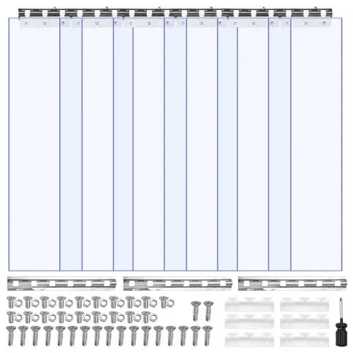 VEVOR Clear PVC Strip Curtain, 2.1 m Height x 0.9 m Width x 2 mm Thickness, 6 PCS Walk in Freezer Cooler Curtain Strips, Smooth Waterproof Plastic Door Strips for Warehouse, Freezer, Garage Doors