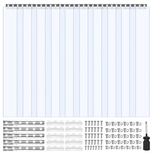 VEVOR Clear PVC Strip Curtain, 2.4 m Height x 1.5 m Width x 2 mm Thickness, 10 PCS Walk in Freezer Cooler Curtain Strips, Smooth Waterproof Plastic Door Strips for Warehouse, Freezer, Garage Doors