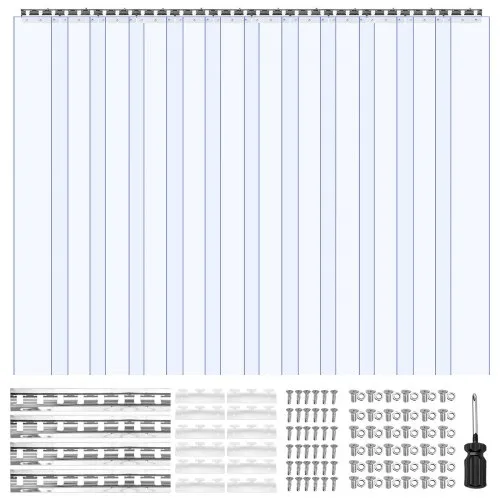 VEVOR Clear PVC Strip Curtain, 2.1 m Height x 1.8 m Width x 2 mm Thickness, 12 PCS Walk in Freezer Cooler Curtain Strips, Smooth Waterproof Plastic Door Strips for Warehouse, Freezer, Garage Doors