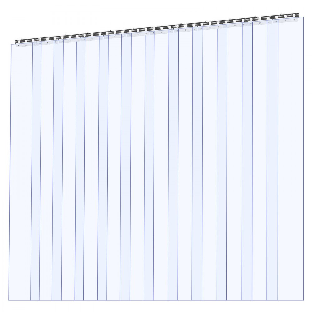 VEVOR Clear PVC Strip Curtain, 2.4 m Height x 2.1 m Width x 2 mm Thickness, 14 PCS Walk in Freezer Cooler Curtain Strips, Smooth Waterproof Plastic Door Strips for Warehouse, Freezer, Garage Doors