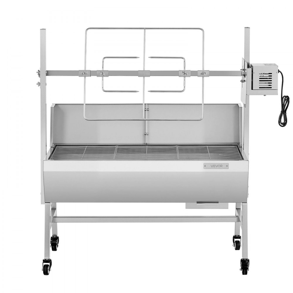 VEVOR Rotisserie Grill, 38W BBQ Outdoor Pig & Lamb Spit Roaster, Charcoal Spit Roaster with 60 kg Load Capacity & 7-Level Height, Stainless Steel Electric Rotisserie Grill Kit for Camping Outdoor