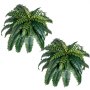 VEVOR Artificial Ferns 2 Pcs, Natural Spread Diameter 35-39 Inch, Large Hanging Artificial Boston Ferns, Fake Plant Wall Decor with 35 Branches, Faux Fern for Home and Office (Flowerpot Unincluded)