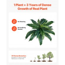 2 Pcs Artificial Boston Ferns Plastic Fern 30 Branches Indoor Outdoor Decor