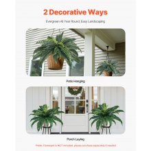 2 Pcs Artificial Boston Ferns Plastic Fern 30 Branches Indoor Outdoor Decor