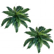 2 Pcs Artificial Boston Ferns Plastic Fern 30 Branches Indoor Outdoor Decor