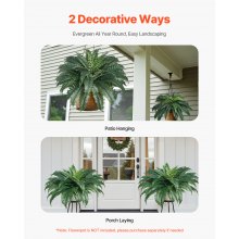 2 Pcs Artificial Boston Ferns Plastic Fern 50 Branches Indoor Outdoor Decor