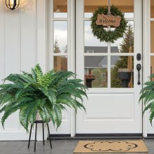 2 Pcs Artificial Boston Ferns Plastic Fern 50 Branches Indoor Outdoor Decor
