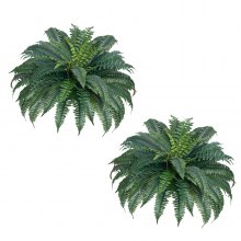 2 Pcs Artificial Boston Ferns Plastic Fern 50 Branches Indoor Outdoor Decor