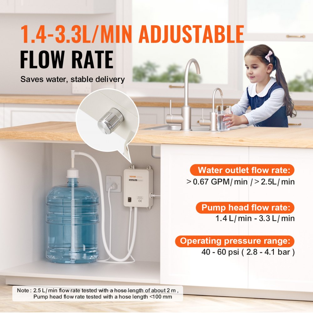 VEVOR Bottled Water Dispenser Pump System, 5 Gallon/18.9 L Dispensing System, Automatic Electric Water Dispenser, Single Inlet Water Jug Pump, Compatible Use with Coffee/Tea Machine, Refrigerator, Ice Maker