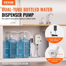 VEVOR Bottled Water Dispenser Pump System, 2x5 Gallon Dispensing System, Automatic Electric Water Dispenser, Double-Pipe Water Jug Pump, Compatible Use with Coffee/Tea Machine, Refrigerator, Ice Maker
