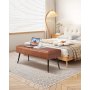 VEVOR PU Leather Bedroom Bench with Metal Legs Shoe Bench for Entryway 1100 x 400 x 430 mm Brown