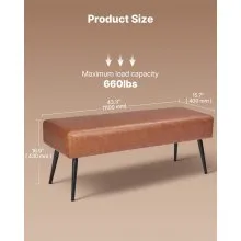 PU Leather Bedroom Bench with Metal Legs Shoe Bench for Entryway Brown