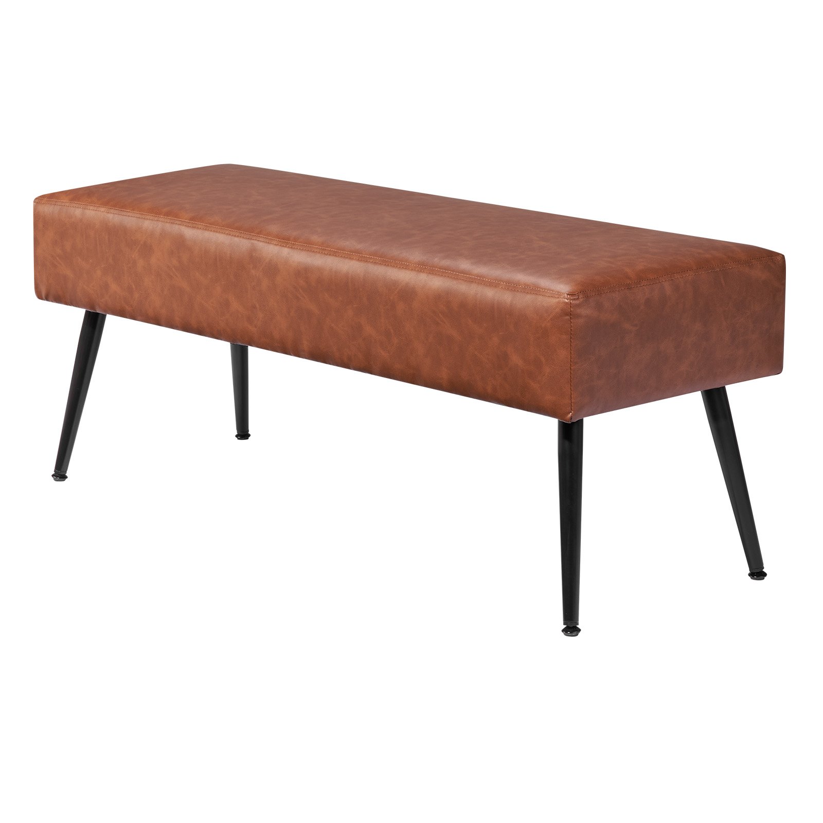 VEVOR PU Leather Bedroom Bench with Metal Legs Shoe Bench for Entryway 1100 x 400 x 430 mm Brown