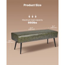 PU Leather Bedroom Bench with Metal Legs Shoe Bench for Entryway Green