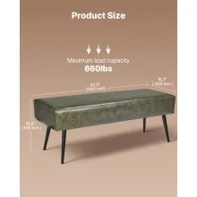 PU Leather Bedroom Bench with Metal Legs Shoe Bench for Entryway Green