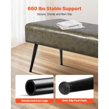 PU Leather Bedroom Bench with Metal Legs Shoe Bench for Entryway Green