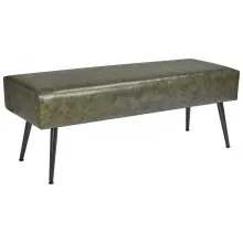 PU Leather Bedroom Bench with Metal Legs Shoe Bench for Entryway Green