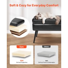PU Leather Storage Ottoman Bench Shoe Seat with Storage & Metal Legs Black