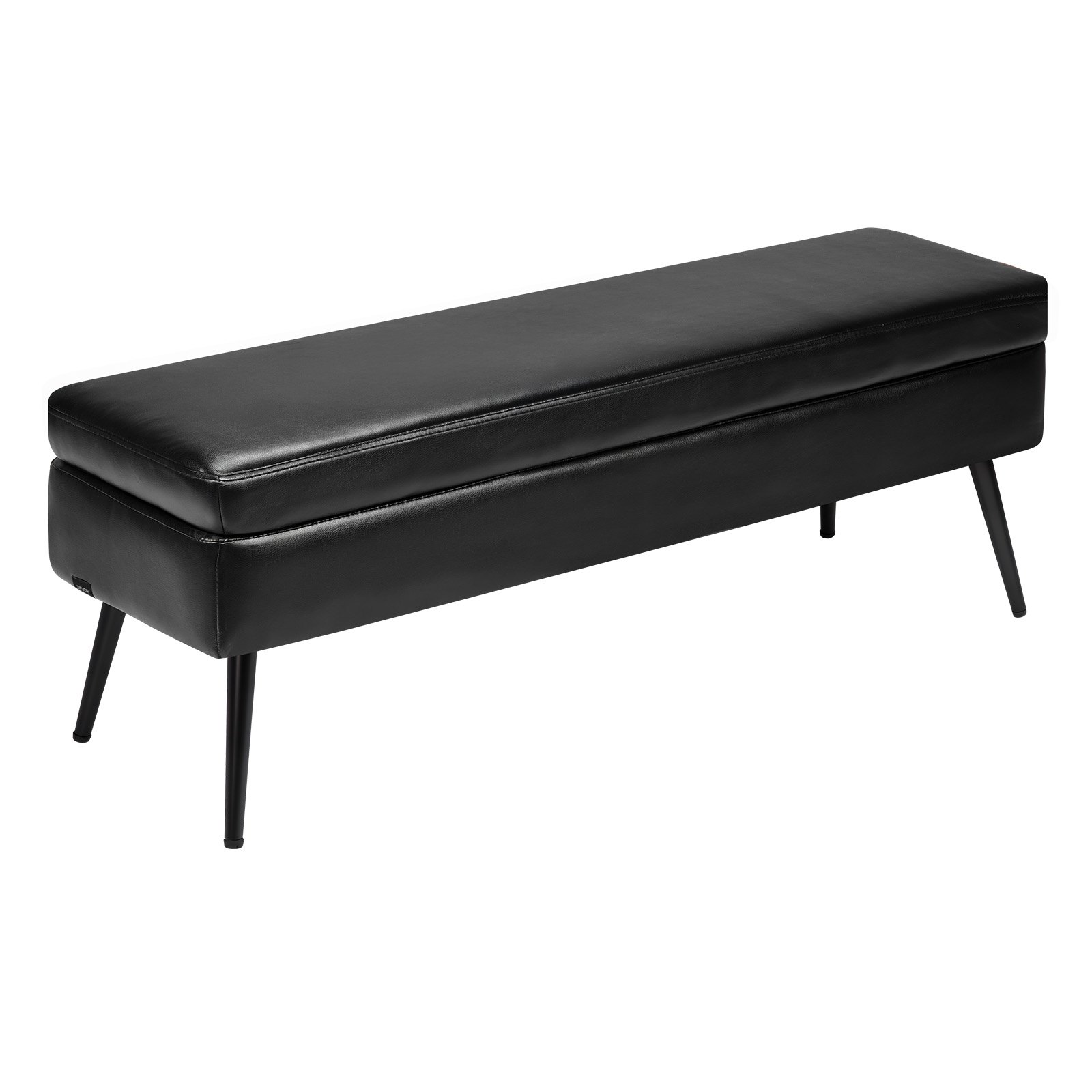 VEVOR PU Leather Storage Ottoman Bench Shoe Seat with Storage & Metal Legs 1200 x 400 x 450 mm Black