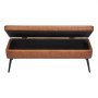 VEVOR Leather Storage Ottoman Bench, PU Leather Bench with Storage and Metal Legs, Modern Shoe Benches Seat for Entryway, Upholstered End of Bed Benches for Living Room, Dining Room, Hallway, Brown
