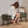 VEVOR Leather Storage Ottoman Bench, PU Leather Bench with Storage and Metal Legs, Modern Shoe Benches Seat for Entryway, Upholstered End of Bed Benches for Living Room, Dining Room, Hallway, Green