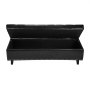 VEVOR Button-Tufted Storage Ottoman Bench, PU Leather Bench with Storage and Solid Wood Legs, Modern Shoe Benches Seat for Entryway, Upholstered End of Bed Benches for Living Room, Dining Room, Black