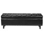 VEVOR Button-Tufted Storage Ottoman Bench, PU Leather Bench with Storage and Solid Wood Legs, Modern Shoe Benches Seat for Entryway, Upholstered End of Bed Benches for Living Room, Dining Room, Black