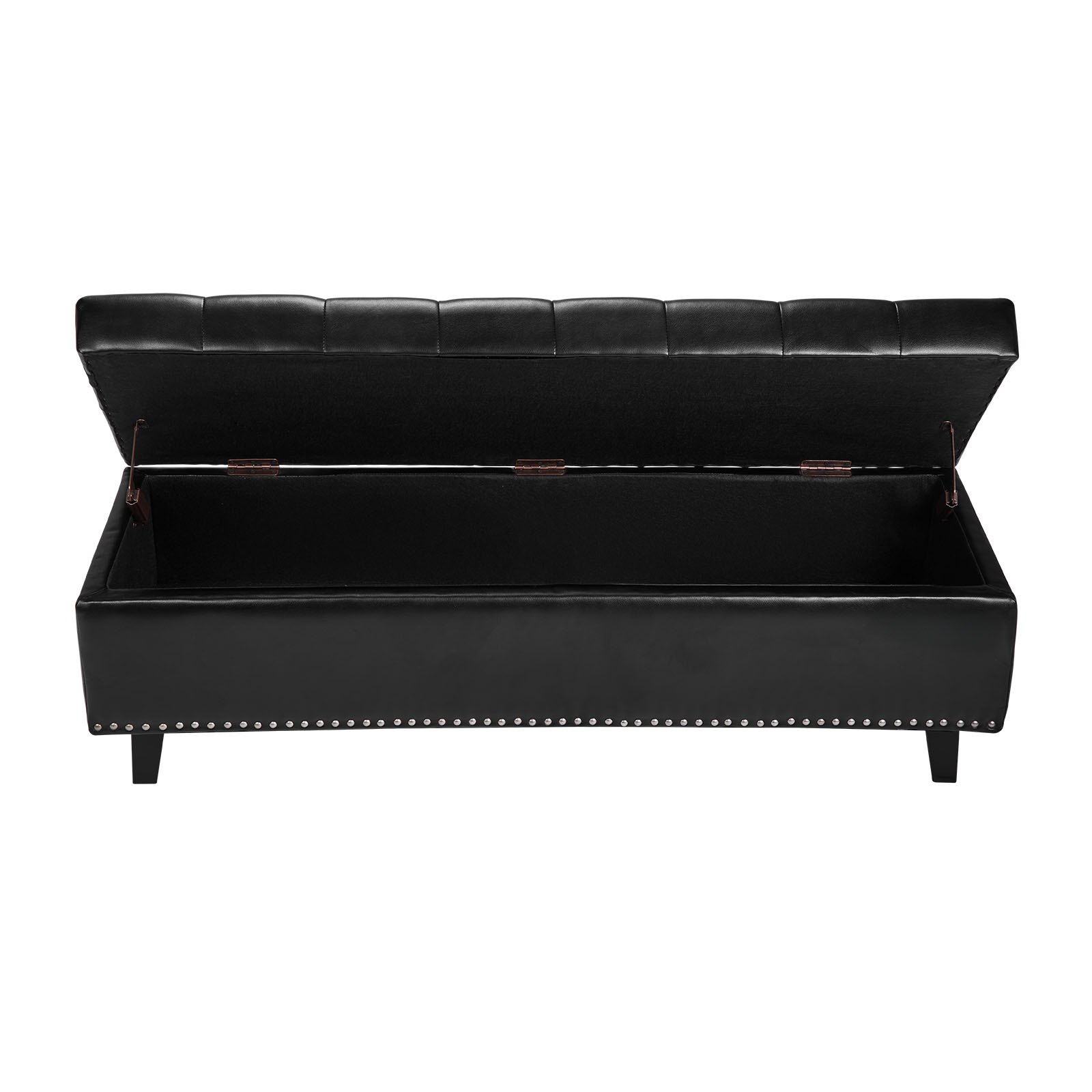 VEVOR Button-Tufted Storage Ottoman Bench PU Leather Bench with Wood Legs 1305 x 415 x 440 mm Black