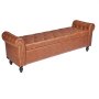 Banco otomano con almacenamiento y botones capitoné VEVOR, con brazos enrollados de cuero sintético y patas de madera maciza, moderno banco para zapatos para entrada, banco tapizado para los pies de la cama para sala de estar y comedor, color marrón