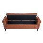 Banco otomano con almacenamiento y botones capitoné VEVOR, con brazos enrollados de cuero sintético y patas de madera maciza, moderno banco para zapatos para entrada, banco tapizado para los pies de la cama para sala de estar y comedor, color marrón