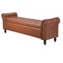 Banco otomano con almacenamiento y botones capitoné VEVOR, con brazos enrollados de cuero sintético y patas de madera maciza, moderno banco para zapatos para entrada, banco tapizado para los pies de la cama para sala de estar y comedor, color marrón