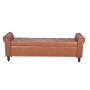 Banco otomano con almacenamiento y botones capitoné VEVOR, con brazos enrollados de cuero sintético y patas de madera maciza, moderno banco para zapatos para entrada, banco tapizado para los pies de la cama para sala de estar y comedor, color marrón