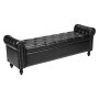 VEVOR Button-Tufted Storage Ottoman Bench, Rolled Arm PU Leather Bench with Solid Wood Legs, Modern Shoe Benches Seat for Entryway, Upholstered End of Bed Benches for Living Room, Dining Room, Black