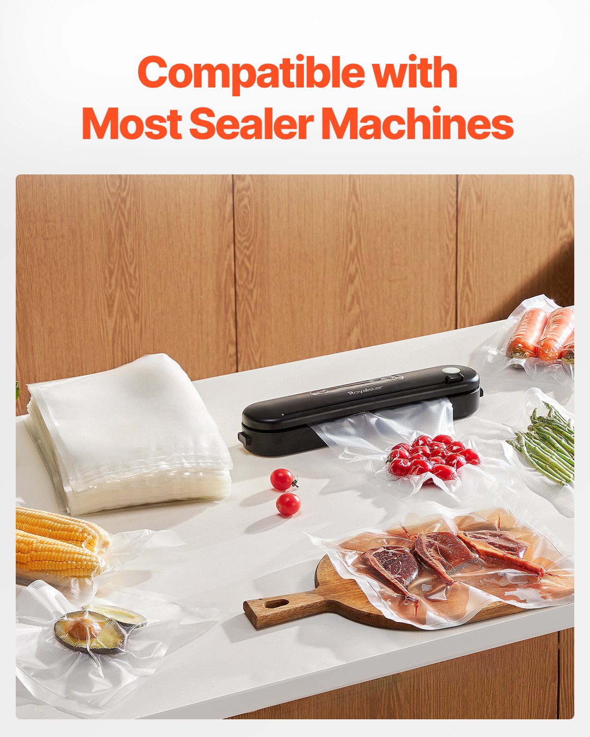 VEVOR Vacuum Sealer Bags, 200 PCS 8 x 12 Inch Durable Seal Bags, Non-BPA Food Grade Seal A Meal Freezer Bags, Vac Sealing Bag for Food Saver, Ideal Food Storage Vacuum Bags for Meal Prep or Sous Vide