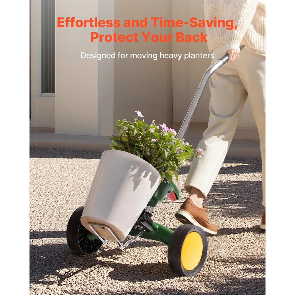 VEVOR Garden Pot Mover, Heavy Duty Plant Dolly Cart with Adjustable Grabbing Arm, Max 65 kg Weight Capacity, Potted Plant Mover Dolly with Suction Cup and Secure Lock, Fits for Indoor & Outdoor Use