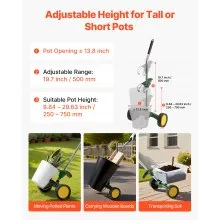 Garden Pot Mover Heavy Duty Potted Plant Mover Dolly with Adjustable Handle