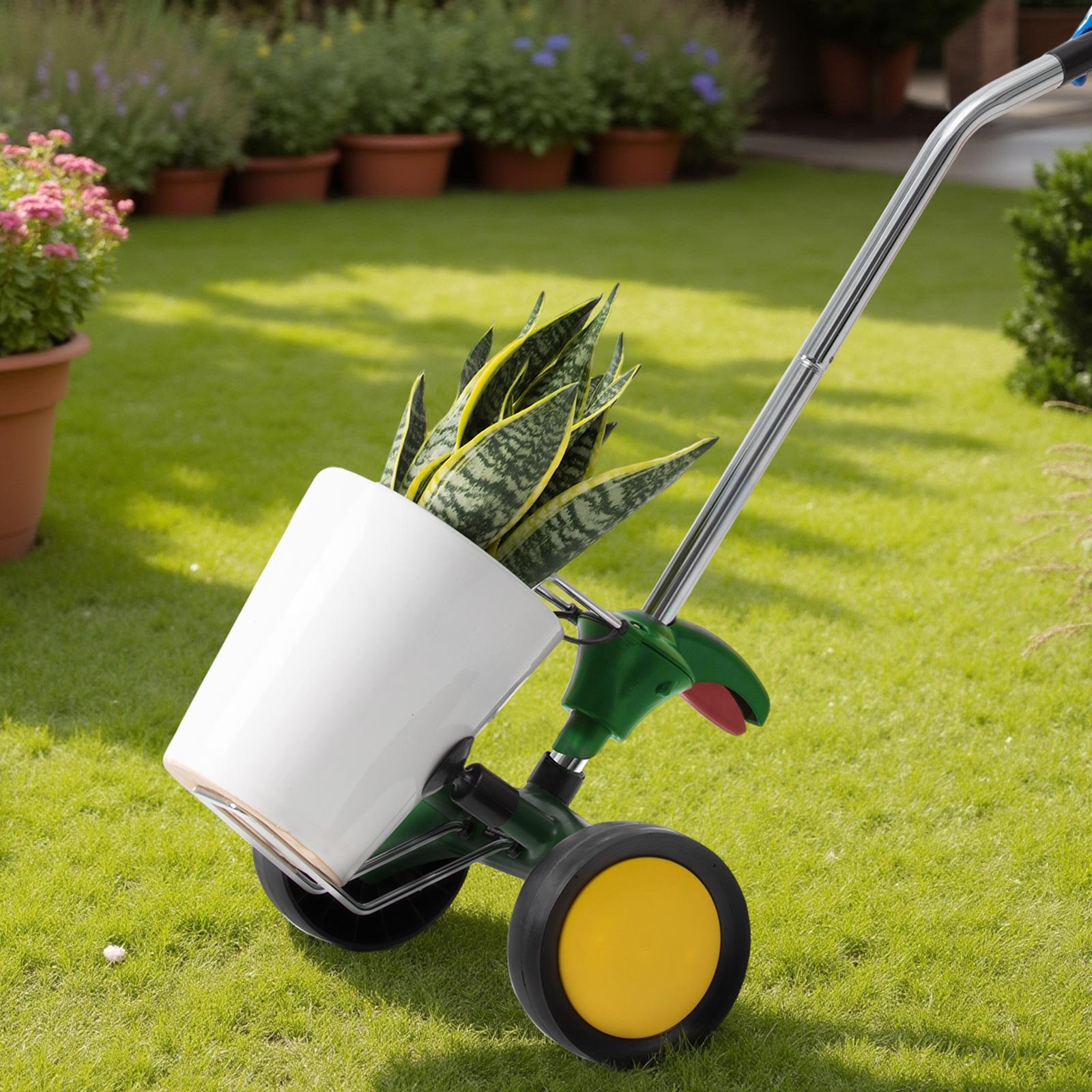 VEVOR Garden Pot Mover, Heavy Duty Plant Dolly Cart with Adjustable Grabbing Arm, Max 65 kg Weight Capacity, Potted Plant Mover Dolly with Suction Cup and Secure Lock, Fits for Indoor & Outdoor Use
