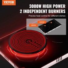 VEVOR Built-in Electric Cooktop Radiant Ceramic Cooktop 2 Burners 11.6x20.1 inch