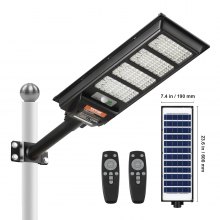 VEVOR 400W solární pouliční světlo, 800 LM, venkovní LED solární světlomety s infračerveným dálkovým ovládáním, vodotěsné zabezpečení IP66 solární lampa se senzorem pohybu pro zahradu dvorek domácí cesta garáž parkoviště