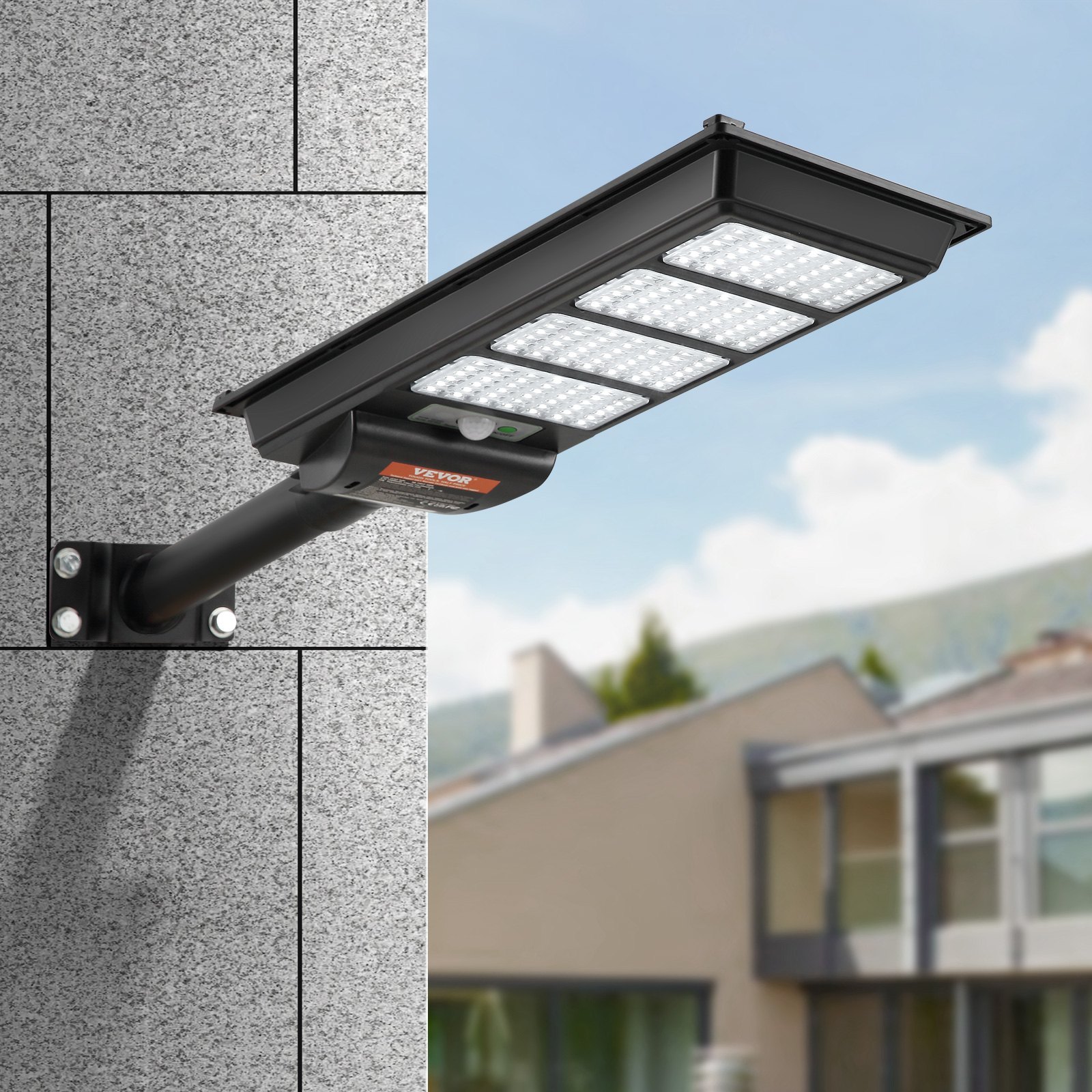 VEVOR 400W Solar Street Light, 800LM, LED Solar Flood Lights Outdoor with Infrared Remote Control, IP66 Waterproof Security Solar Motion Sensor Lamp for Garden Yard Home Path Garage Parking Lot