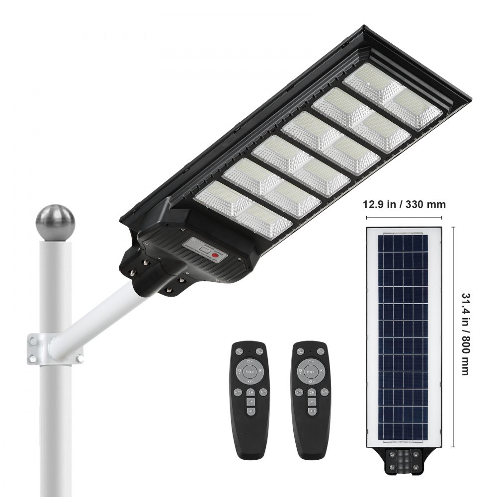 VEVOR 600W LED solárne pouličné svetlo 1000LM solárne lampa so senzorom pohybu Vonkajšia stena