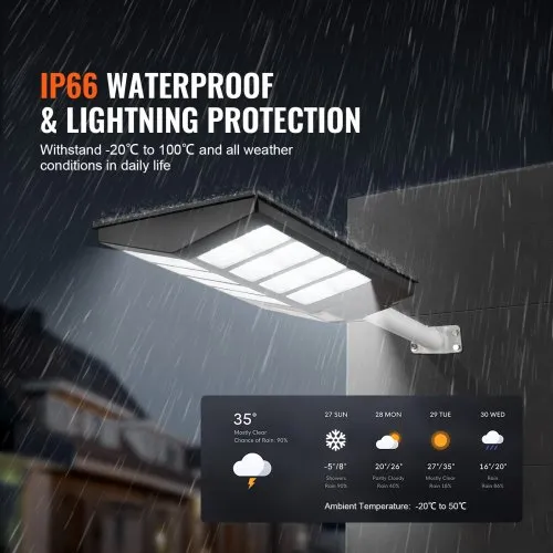 Farola Solar Exterior Adewalk 3000W – Con Sensor De Movimiento Y Mando A Distancia, IP66