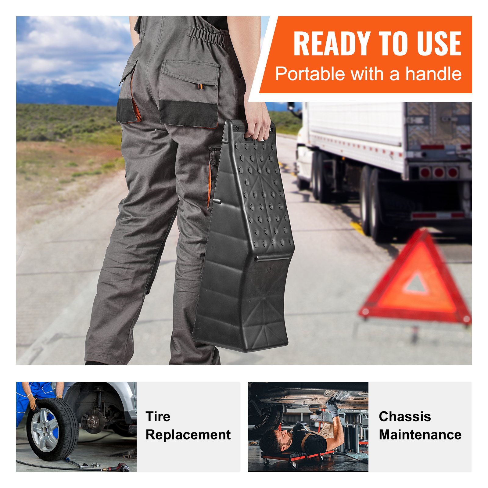 VEVOR Car Ramp, 1 Piece Car Service Ramp, 20000 lbs/9 ton Loading Capacity, 5.5" Lift Height Car Ramp, Heavy Duty Tire Ramp for Car Lift and Vehicle Maintenance, Work with Tandem Wheel Vehicles