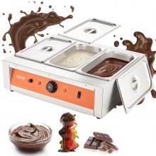 VEVOR Machine à tempérer le chocolat, 26,5 lb, 3 réservoirs, contrôle de la température du pot de fusion du chocolat, 86 ~ 185 ℉, 1500 W, chauffe-plats électrique commercial en acier inoxydable pour la fonte et le chauffage du chocolat/lait/crème