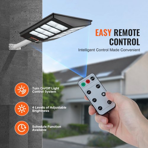 800W 308 LED Solar Flood Light With Remote & Timing – Outdoor Wall Street Lamp