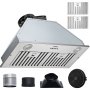 VEVOR Insert Range Hood, 800CFM 3-Speed, 30 Inch Stainless Steel Built-in Kitchen Vent with Push Button Control LED Lights Baffle Filters, Ducted/Ductless Convertible, ETL Listed